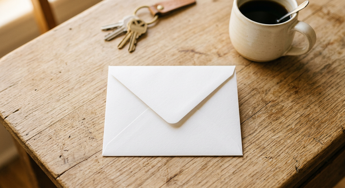 A handwritten-style direct mail letter in an envelope — the kind Tree Traction sends to targeted homeowners